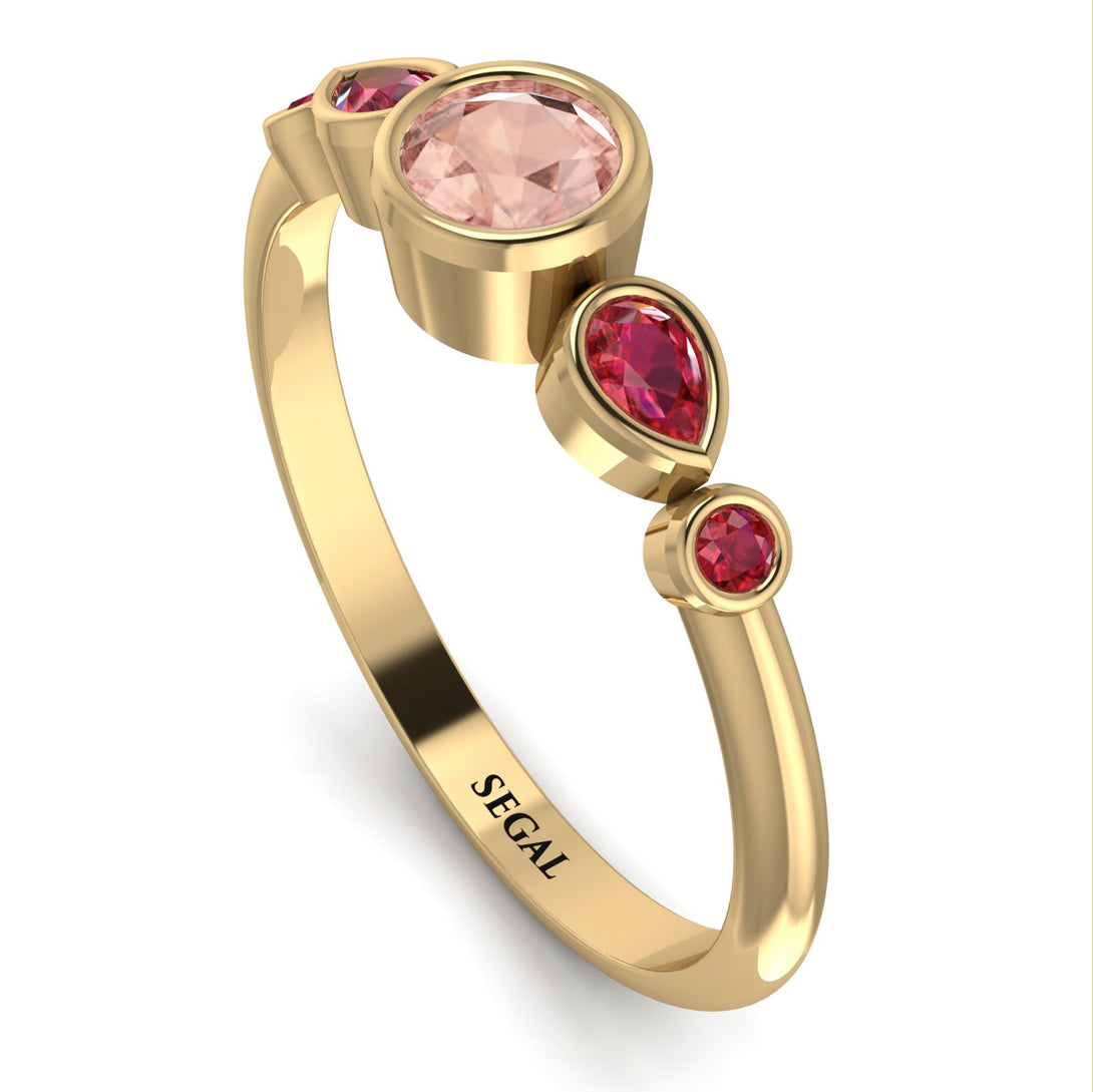 Bezel Symmetrical Morganite Ring - Ivy No. 910