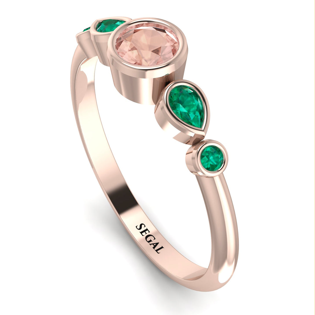 Bezel Symmetrical Morganite Ring - Ivy No. 905