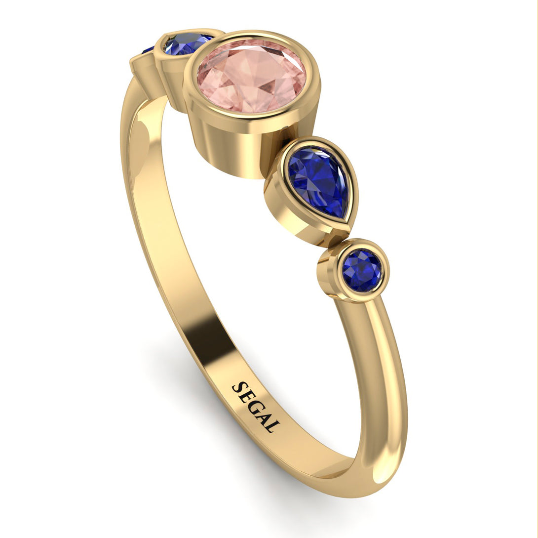 Bezel Symmetrical Morganite Ring - Ivy No. 913