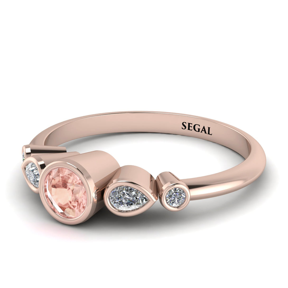 Bezel Symmetrical Morganite Ring - Ivy No. 902
