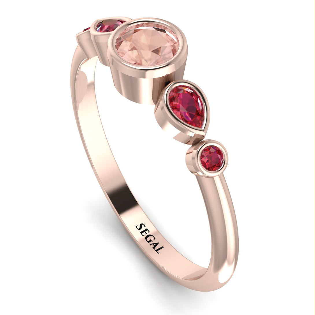 Bezel Symmetrical Morganite Ring - Ivy No. 911