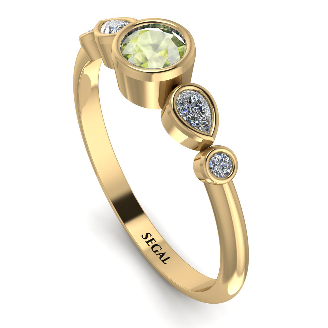 Bezel Symmetrical Peridot Ring - Ivy No. 601
