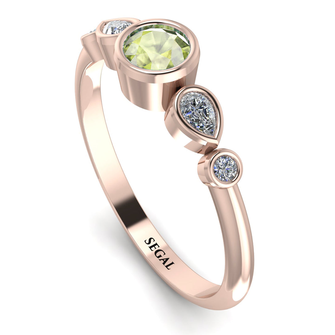Bezel Symmetrical Peridot Ring - Ivy No. 602