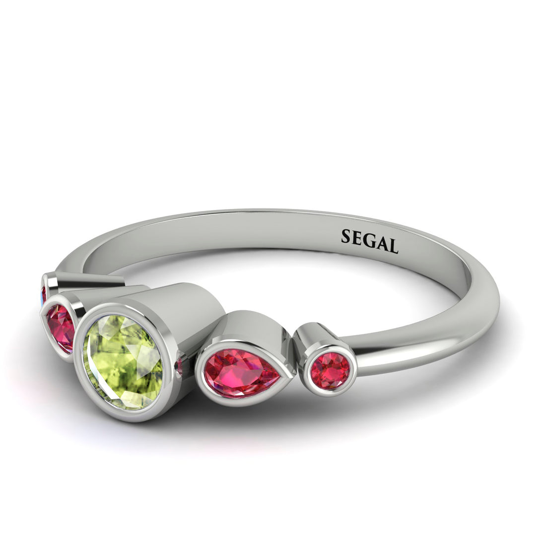 Bezel Symmetrical Peridot Ring - Ivy No. 612