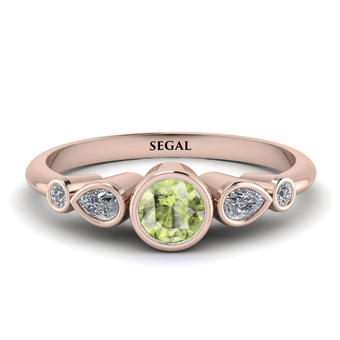 Bezel Symmetrical Peridot Ring - Ivy No. 602