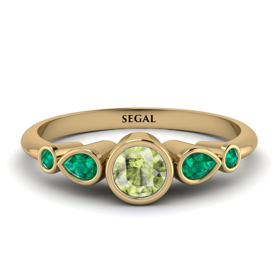 Bezel Symmetrical Peridot Ring - Ivy No. 604
