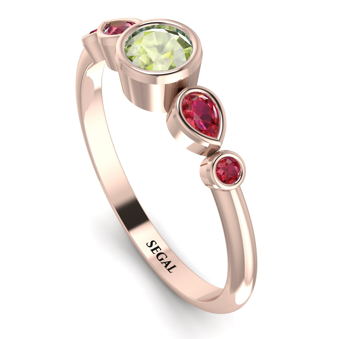 Bezel Symmetrical Peridot Ring - Ivy No. 611