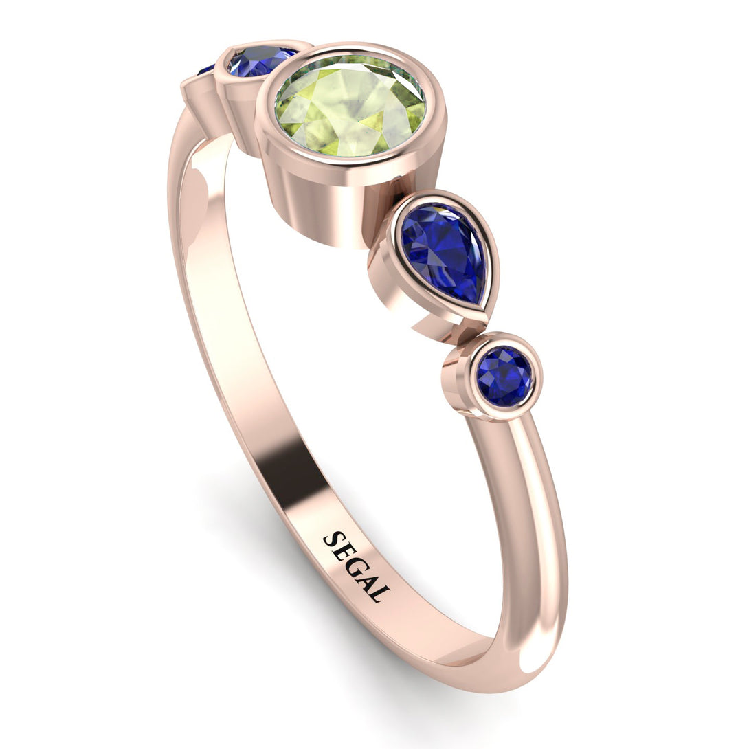 Bezel Symmetrical Peridot Ring - Ivy No. 614