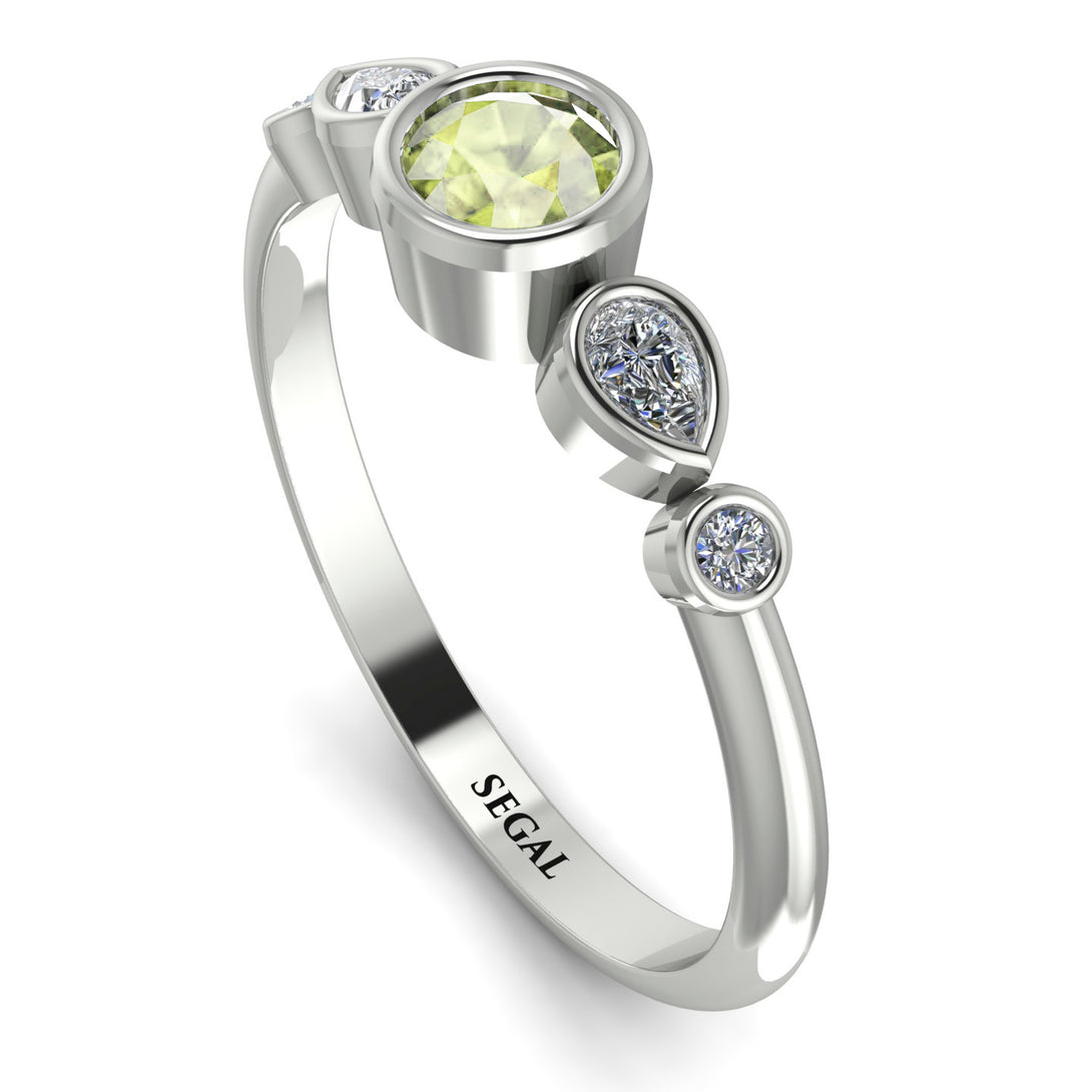 Bezel Symmetrical Peridot Ring - Ivy No. 603
