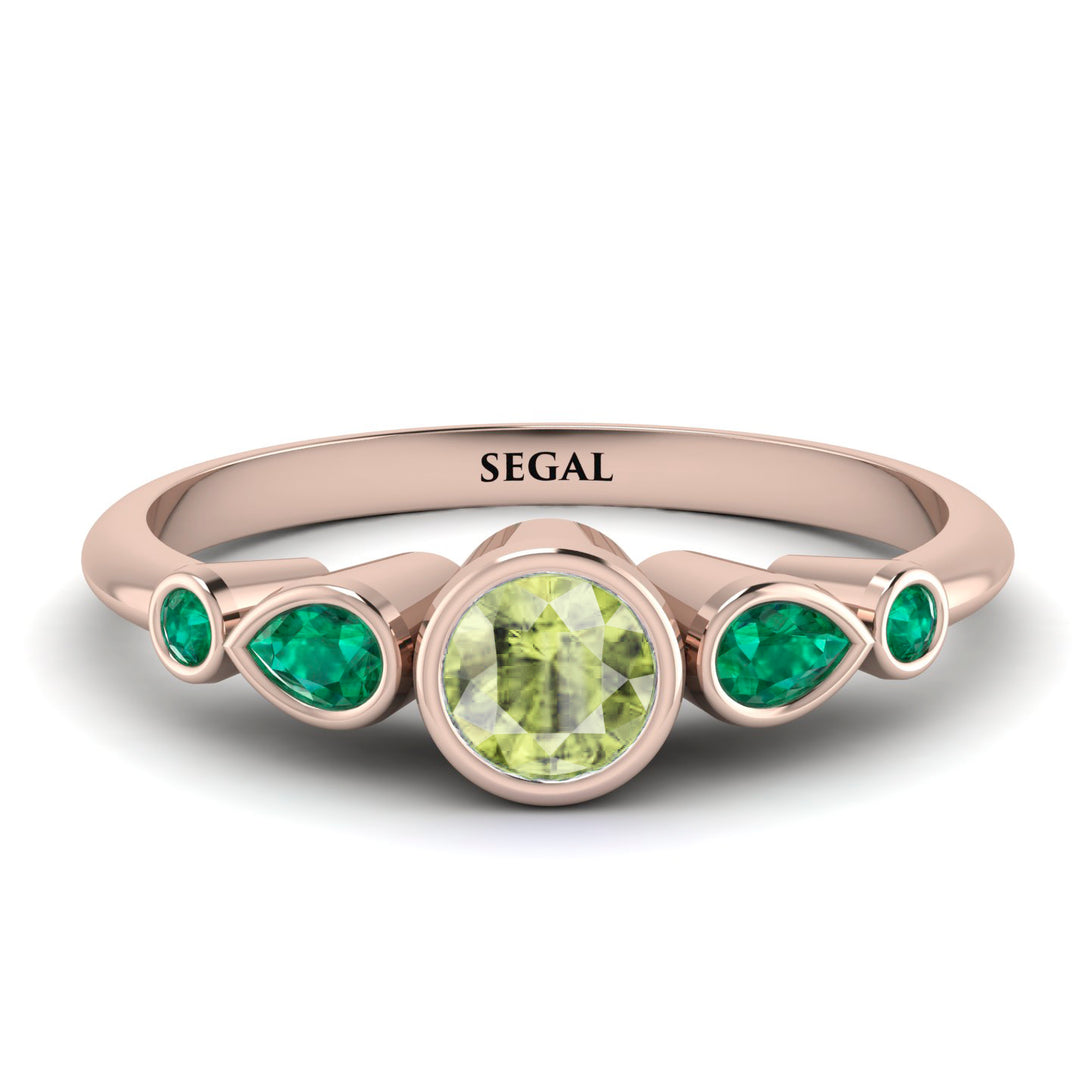 Bezel Symmetrical Peridot Ring - Ivy No. 605