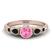Bezel Symmetrical Pink Moissanite Ring - Ivy No. 808 image 1
