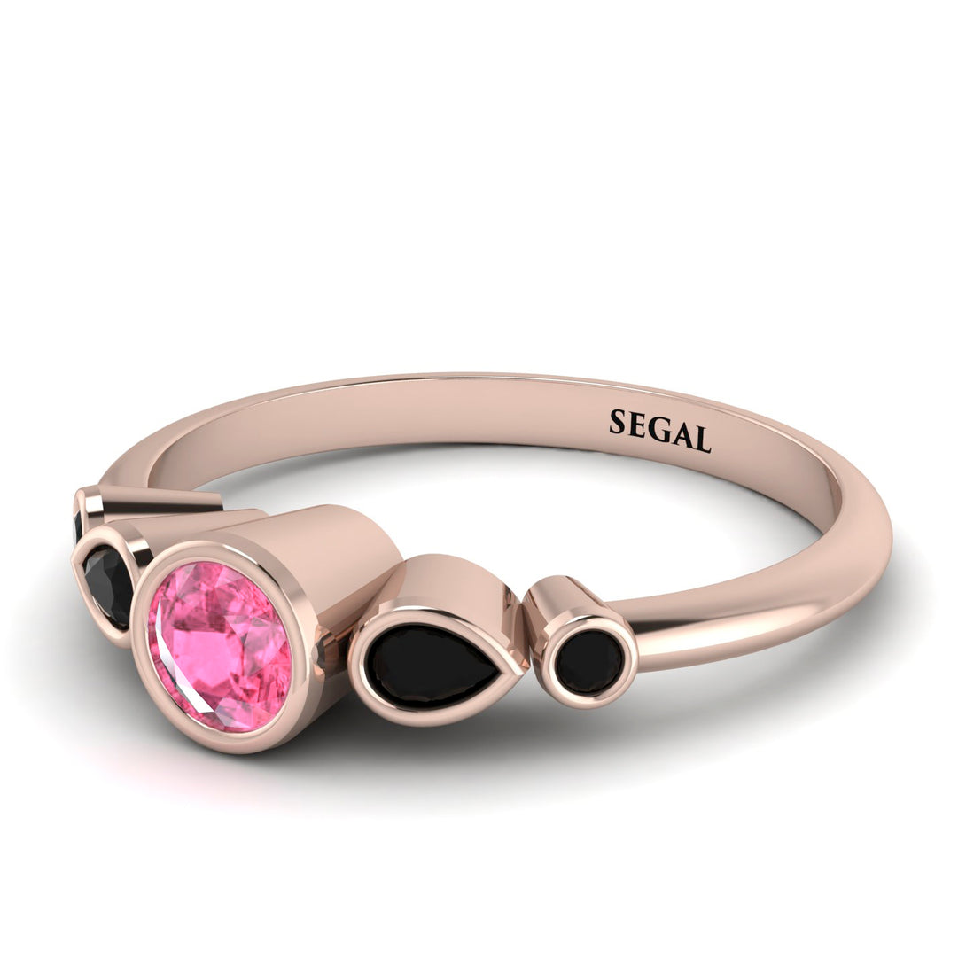 Bezel Symmetrical Pink Moissanite Ring - Ivy No. 808