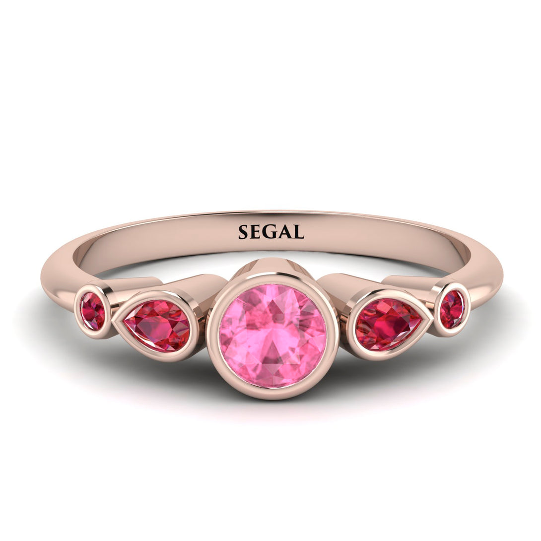 Bezel Symmetrical Pink Moissanite Ring - Ivy No. 811