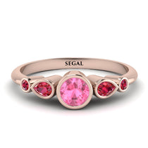 Bezel Symmetrical Pink Moissanite Ring - Ivy No. 811 image 1