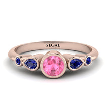 Bezel Symmetrical Pink Moissanite Ring - Ivy No. 814 image 1