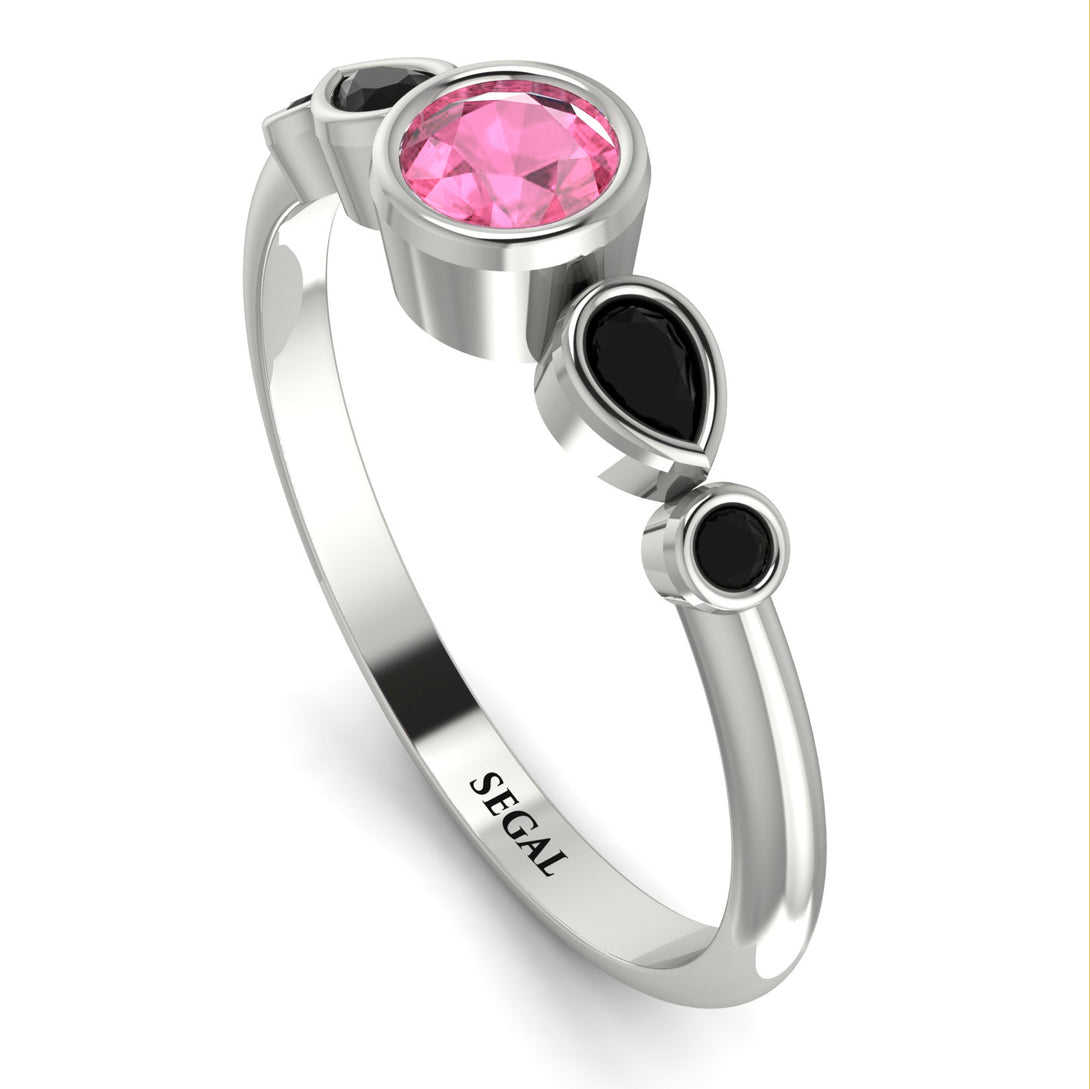 Bezel Symmetrical Pink Moissanite Ring - Ivy No. 809