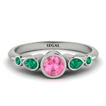 Bezel Symmetrical Pink Moissanite Ring - Ivy No. 806 image 1