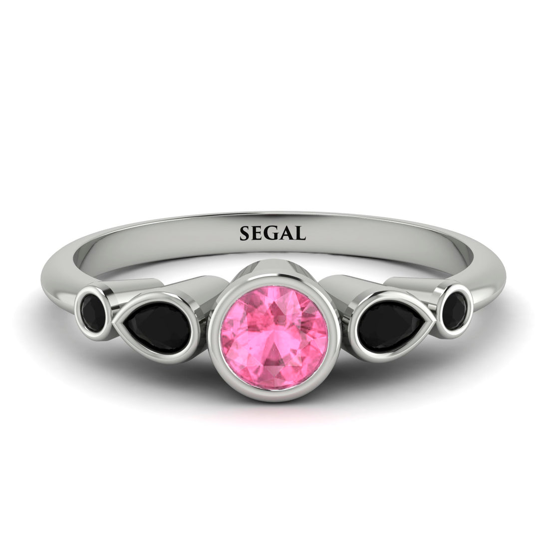 Bezel Symmetrical Pink Moissanite Ring - Ivy No. 809