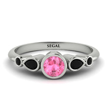 Bezel Symmetrical Pink Moissanite Ring - Ivy No. 809 image 1