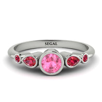 Bezel Symmetrical Pink Moissanite Ring - Ivy No. 812 image 1