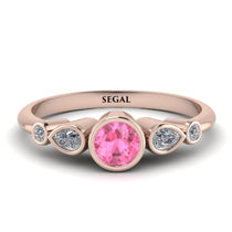 Bezel Symmetrical Pink Moissanite Ring - Ivy No. 802 image 1
