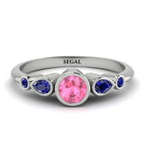 Bezel Symmetrical Pink Moissanite Ring - Ivy No. 815 image 1