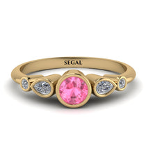 Bezel Symmetrical Pink Moissanite Ring - Ivy No. 801 image 1