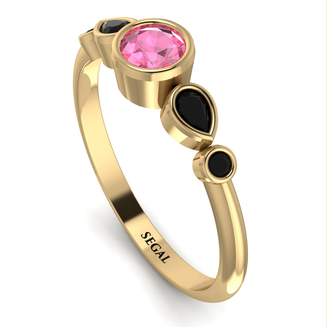 Bezel Symmetrical Pink Moissanite Ring - Ivy No. 807