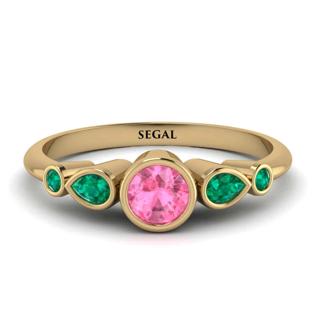 Bezel Symmetrical Pink Moissanite Ring - Ivy No. 804