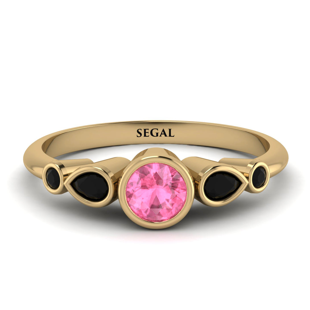 Bezel Symmetrical Pink Moissanite Ring - Ivy No. 807
