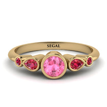 Bezel Symmetrical Pink Moissanite Ring - Ivy No. 810 image 1