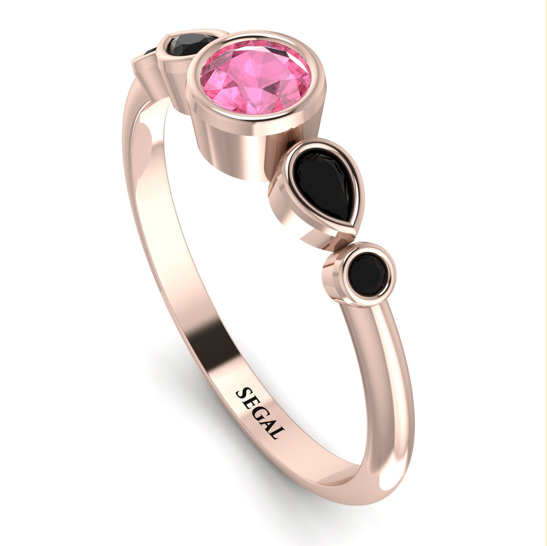 Bezel Symmetrical Pink Moissanite Ring - Ivy No. 808