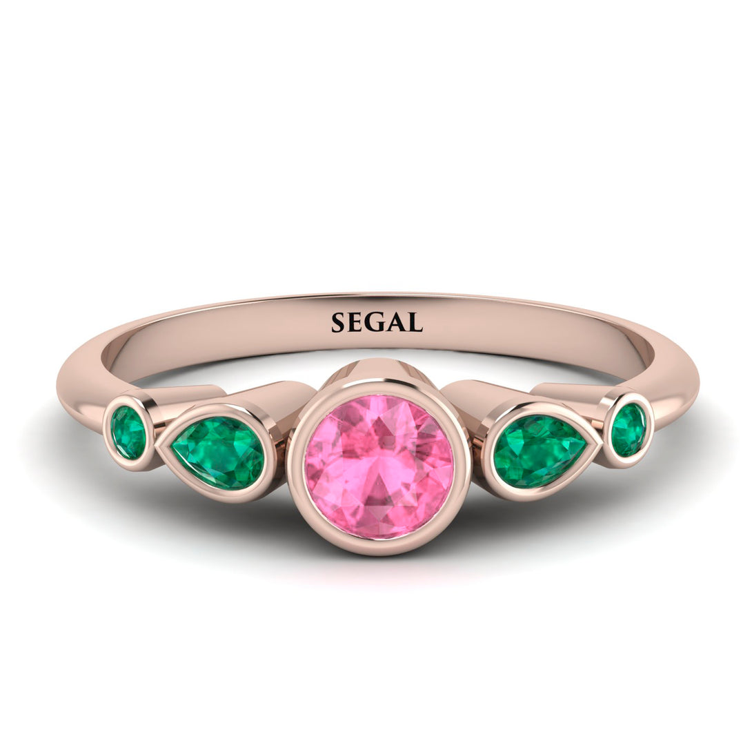 Bezel Symmetrical Pink Moissanite Ring - Ivy No. 805