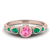 Bezel Symmetrical Pink Moissanite Ring - Ivy No. 805 image 1