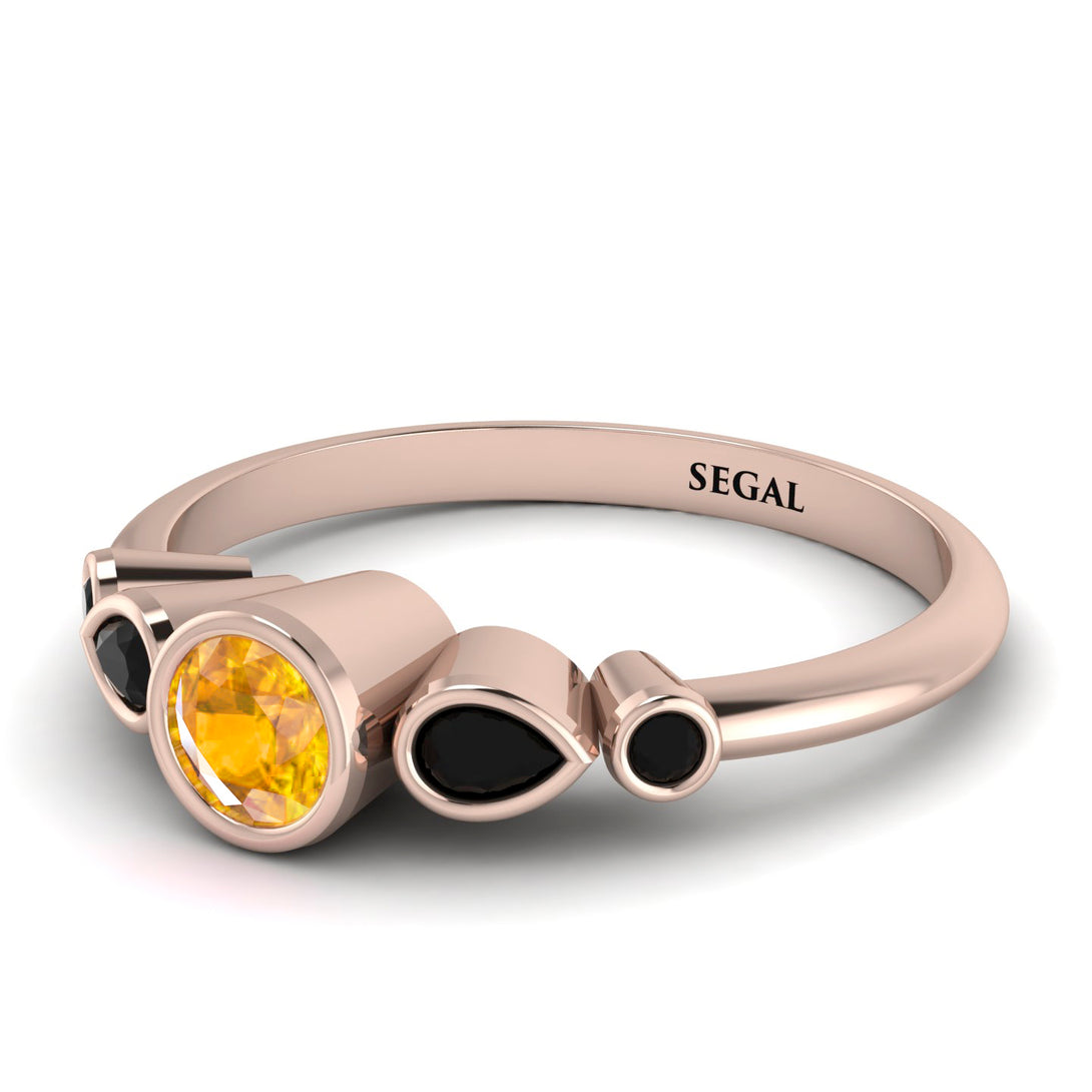 Bezel Symmetrical Yellow Diamond Ring - Ivy No. 1008