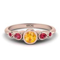 Bezel Symmetrical Yellow Diamond Ring - Ivy No. 1011 image 1