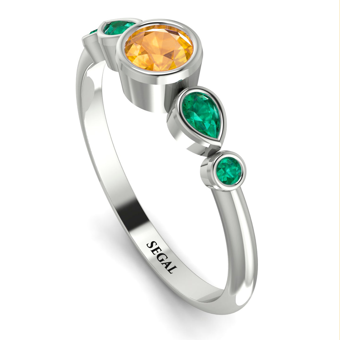 Bezel Symmetrical Yellow Diamond Ring - Ivy No. 1006