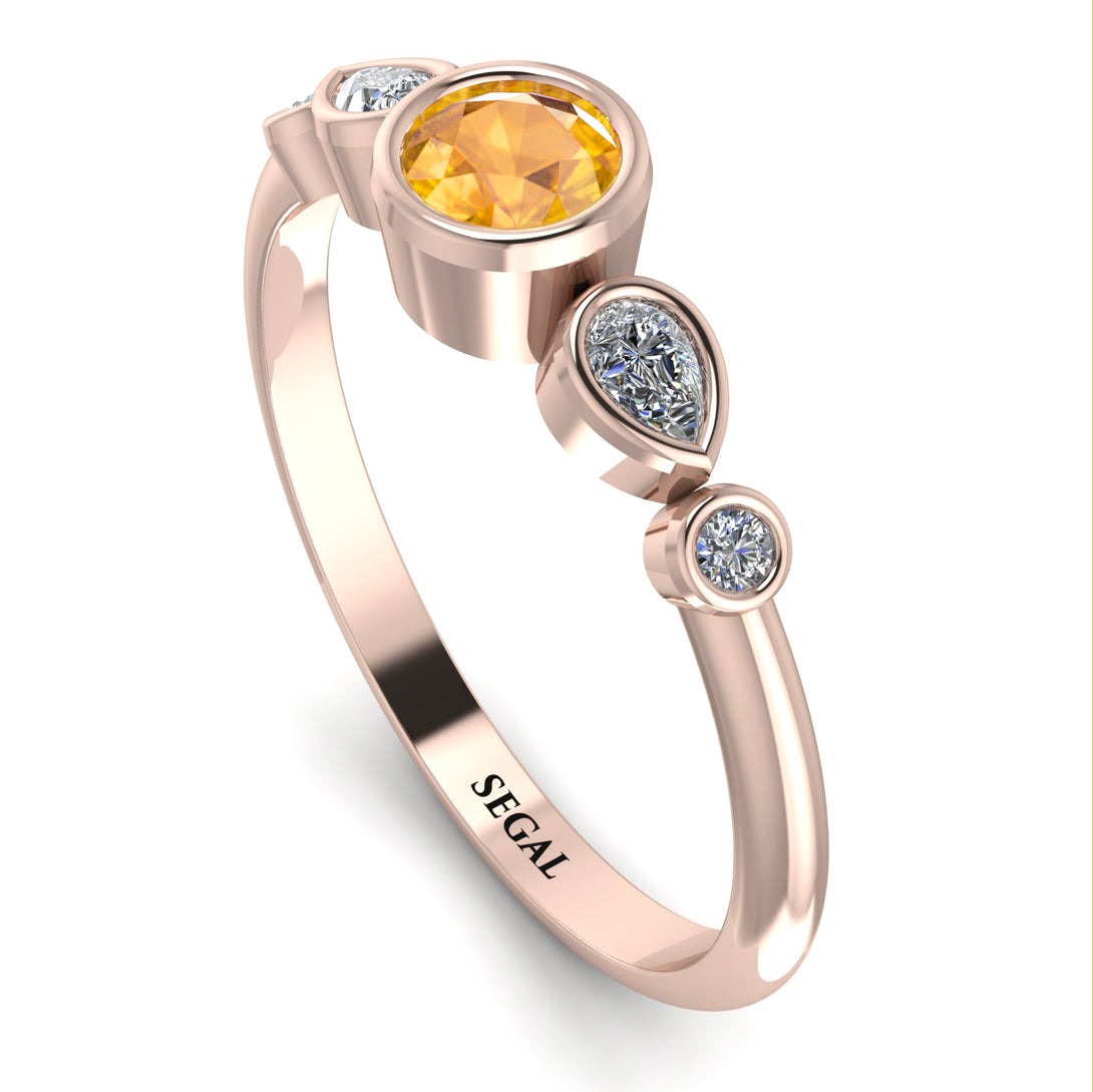 Bezel Symmetrical Yellow Diamond Ring - Ivy No. 1002