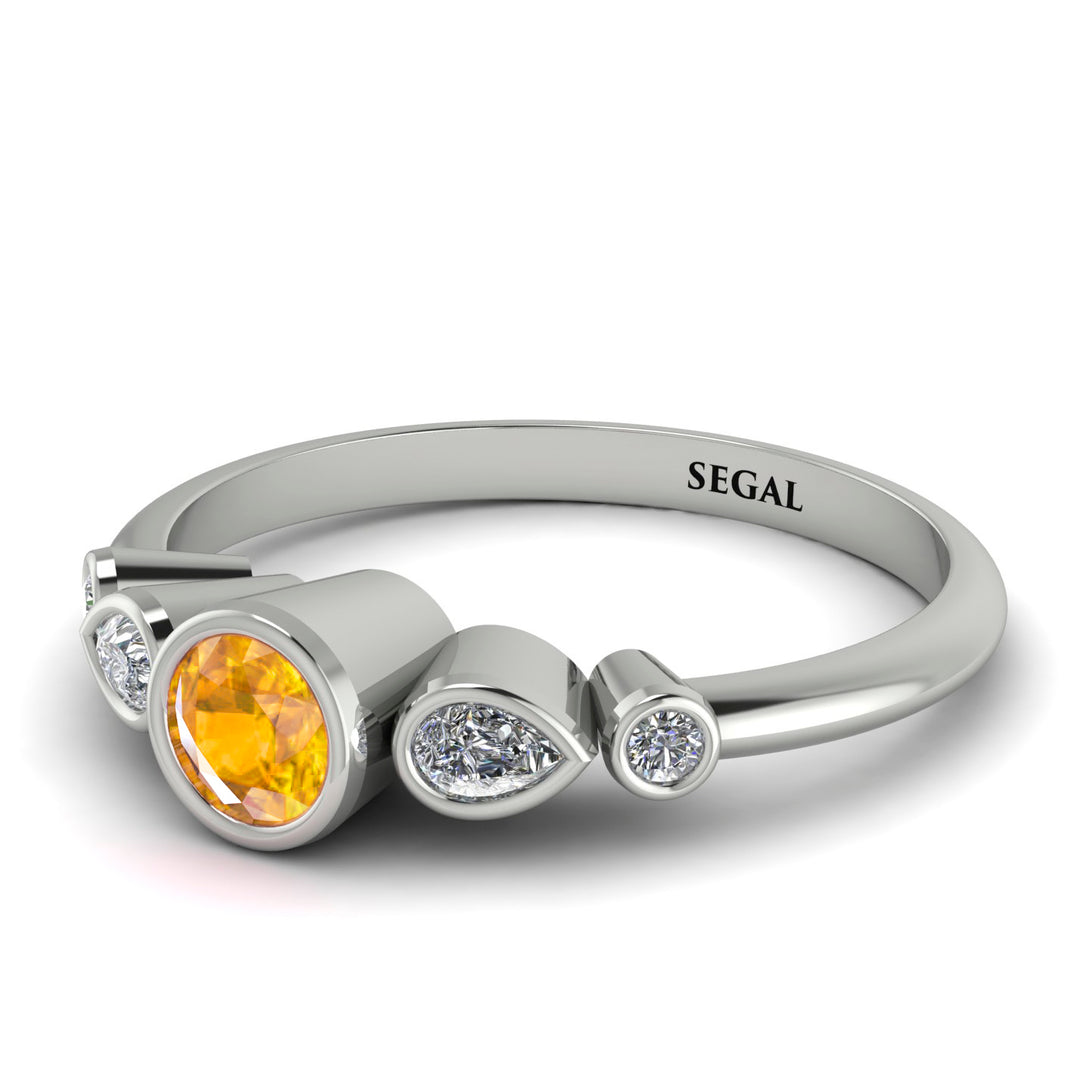 Bezel Symmetrical Yellow Diamond Ring - Ivy No. 1003