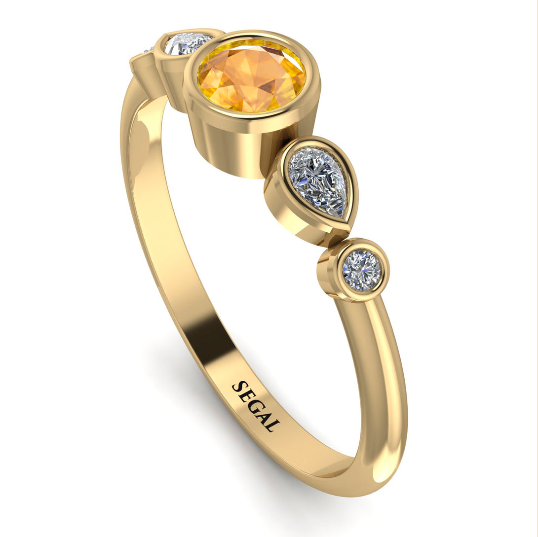 Bezel Symmetrical Yellow Diamond Ring - Ivy No. 1001