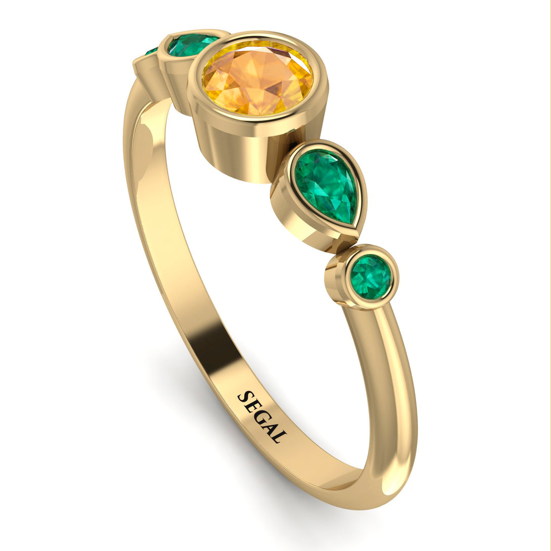 Bezel Symmetrical Yellow Diamond Ring - Ivy No. 1004