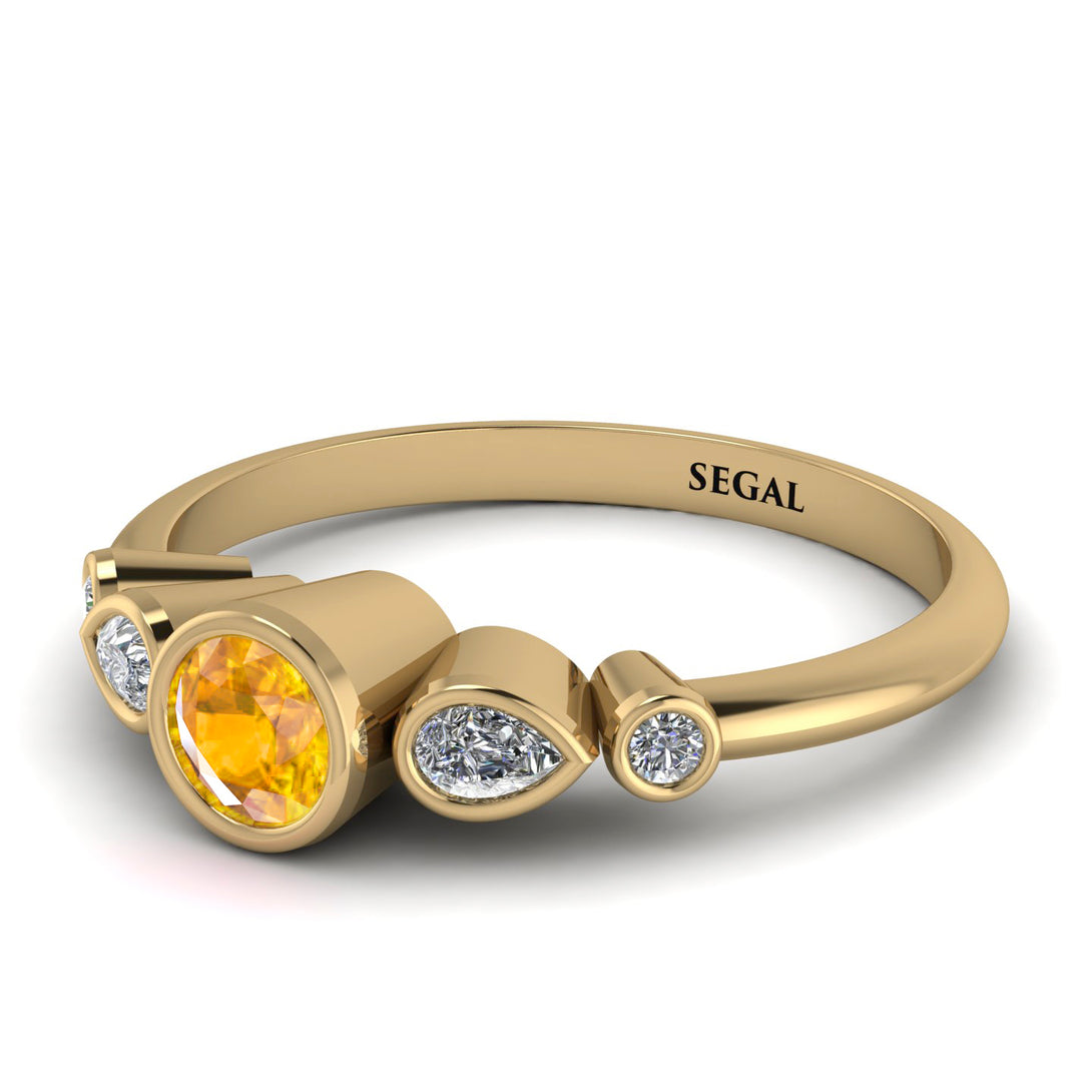 Bezel Symmetrical Yellow Diamond Ring - Ivy No. 1001