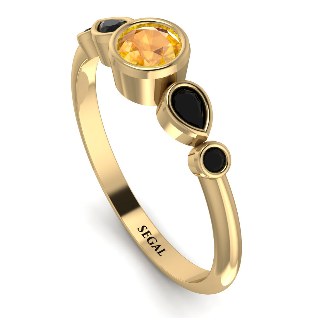 Bezel Symmetrical Yellow Diamond Ring - Ivy No. 1007