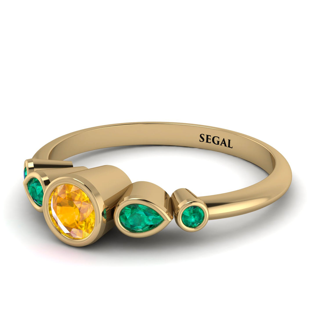 Bezel Symmetrical Yellow Diamond Ring - Ivy No. 1004