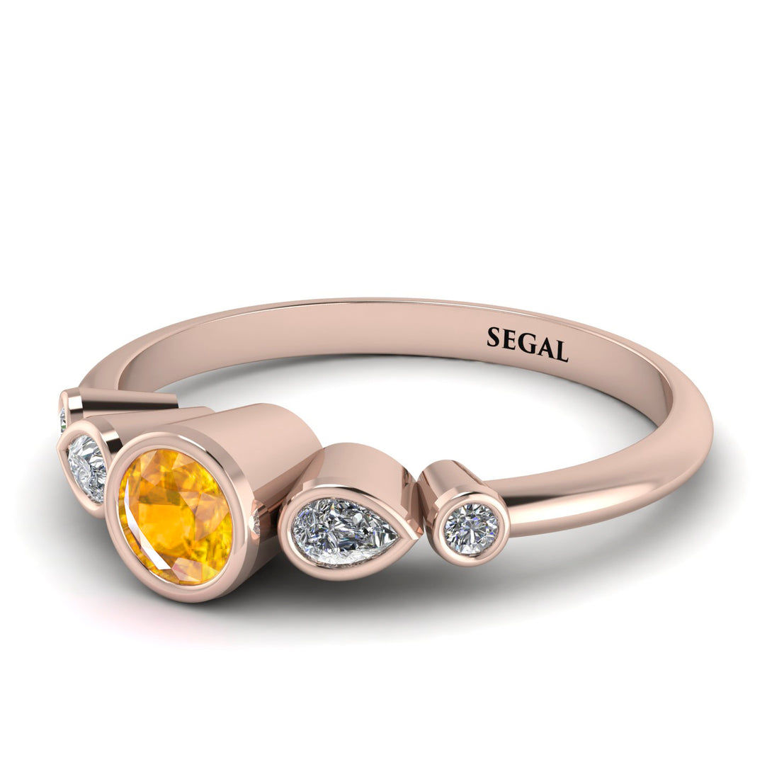 Bezel Symmetrical Yellow Diamond Ring - Ivy No. 1002