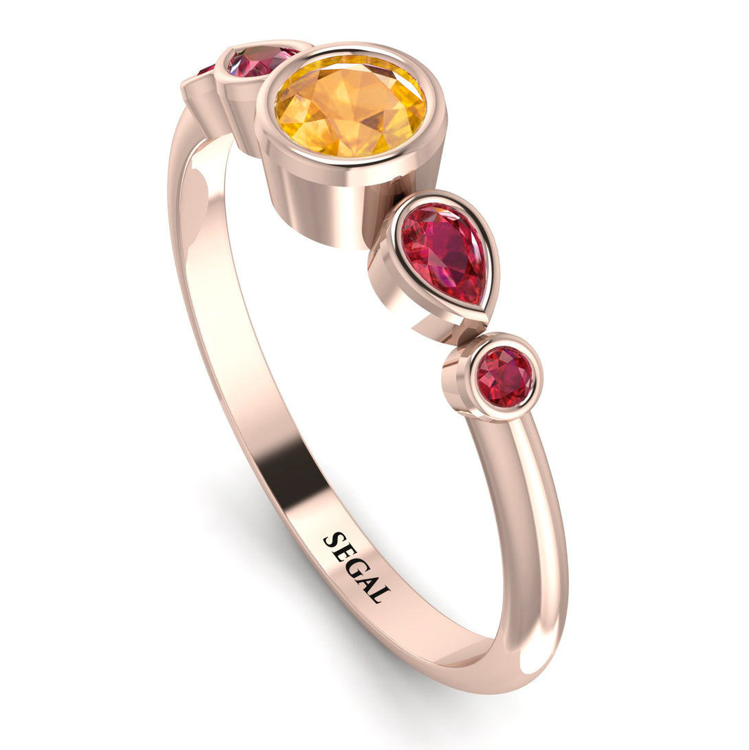 Bezel Symmetrical Yellow Diamond Ring - Ivy No. 1011