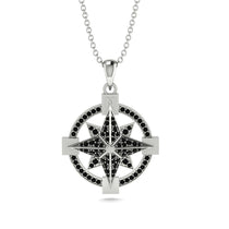 Black Diamond-Encrusted Compass Charm Necklace - Celeste No. 9 image 1