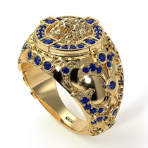 Sapphire Royal Lion Men Signet Ring - Terry No. 13 image 1