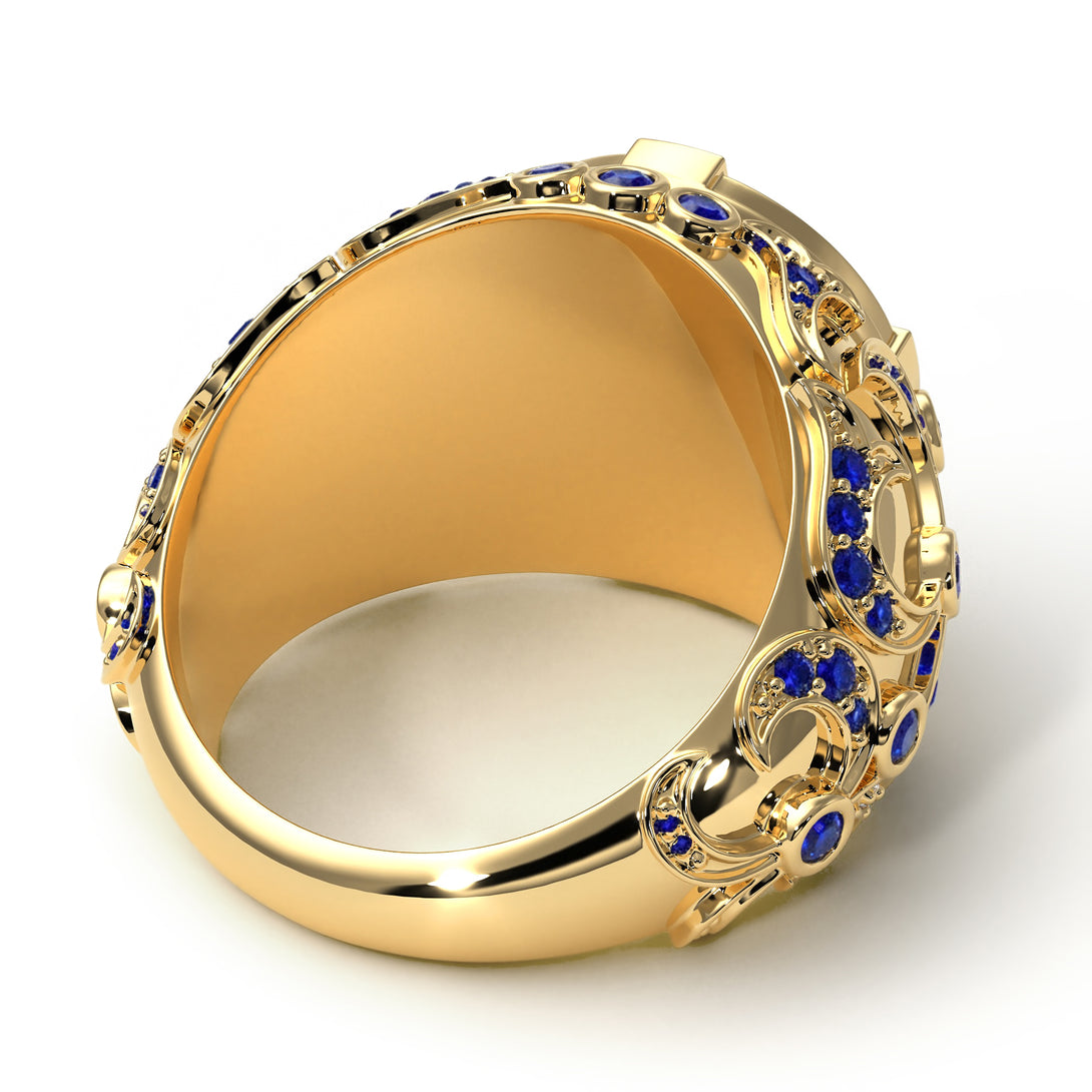 Sapphire Royal Lion Men Signet Ring - Terry No. 13