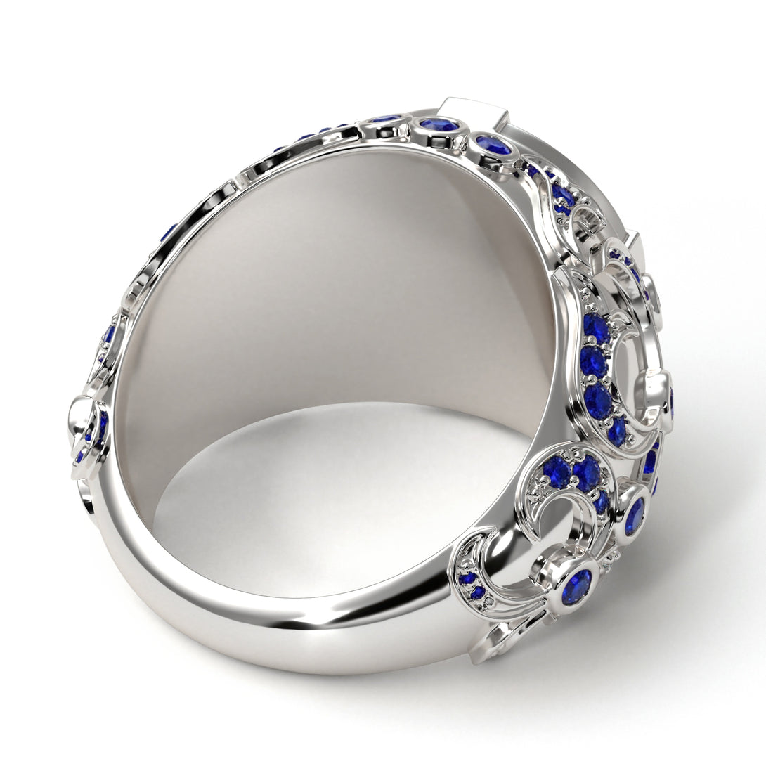 Sapphire Royal Lion Men Signet Ring - Terry No. 15